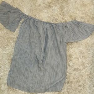 Off the shoulder blue dress